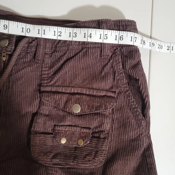 NEW Free People Tahiti Corduroy Cargo Boho Gorpcore Chocolate Brown Pants Size M - Picture 10 of 14